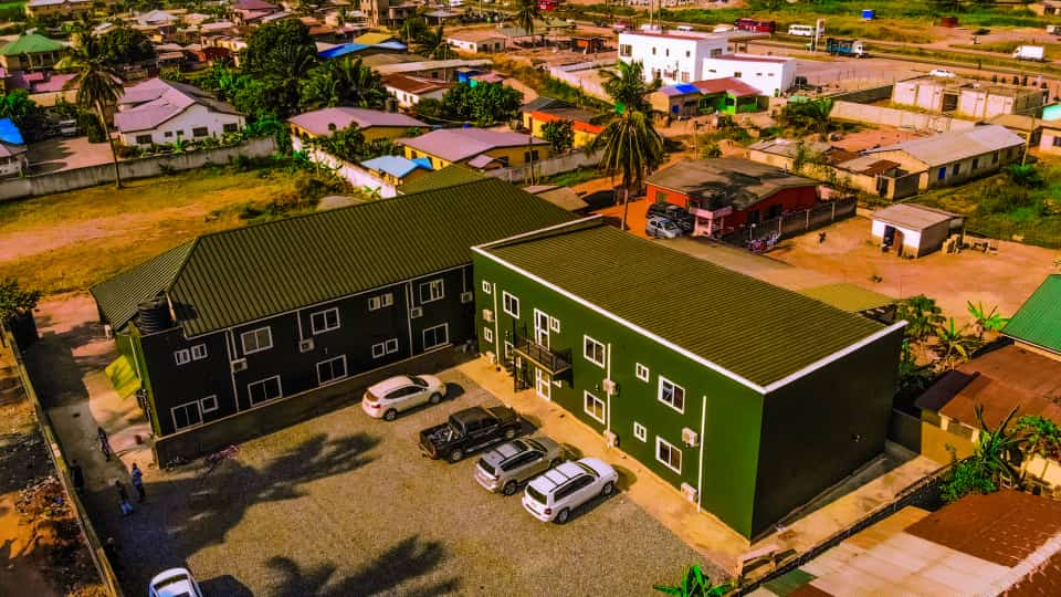 Aerial view of the Medie branch buildings